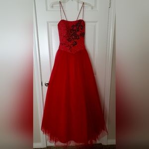 GLAM GURLZ BEADED PROM BALL GOWN ONE PIECE SPAGHETTI STRAPS CORSET BACK